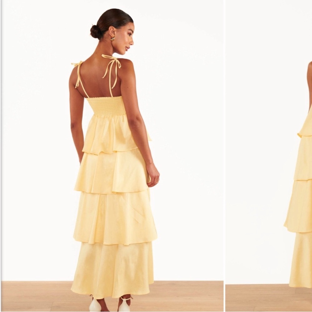 Show Me Your MuMu Meet Cute Pale Yellow Taffeta Dress XL - Picture 3 of 8